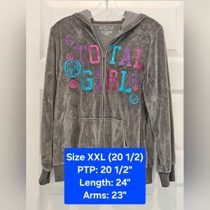 Total Girl Full-Zip Hoodie Jacket w/pockets, EUC, Size 20 1/2 | XXL